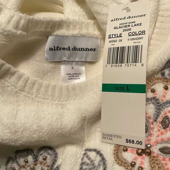 ALFRED DUNNER Women's Glacier Lake Flower Chenille Sweater - Picture 7 of 7